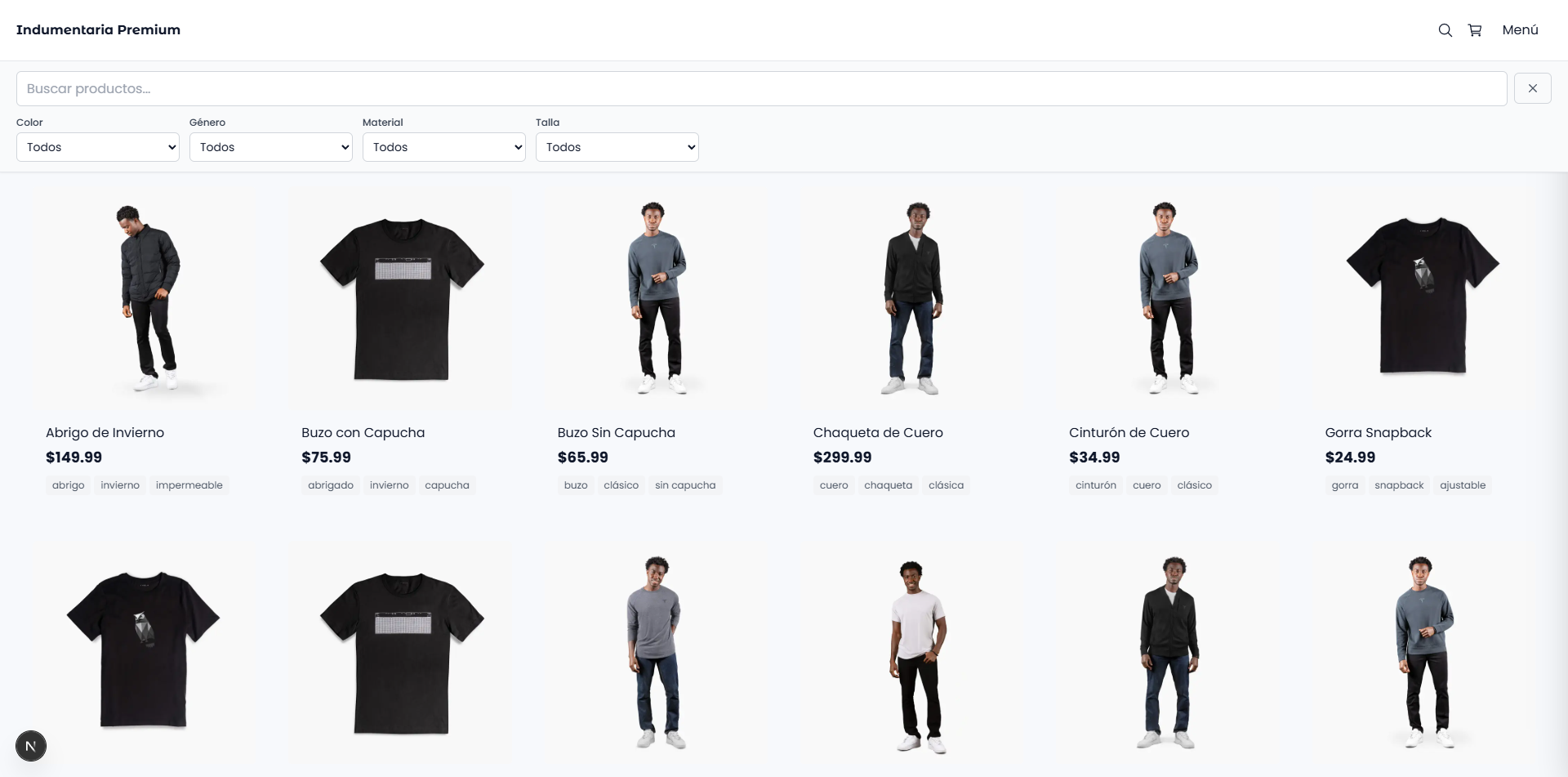 Ejemplo catálogo Indumentaria