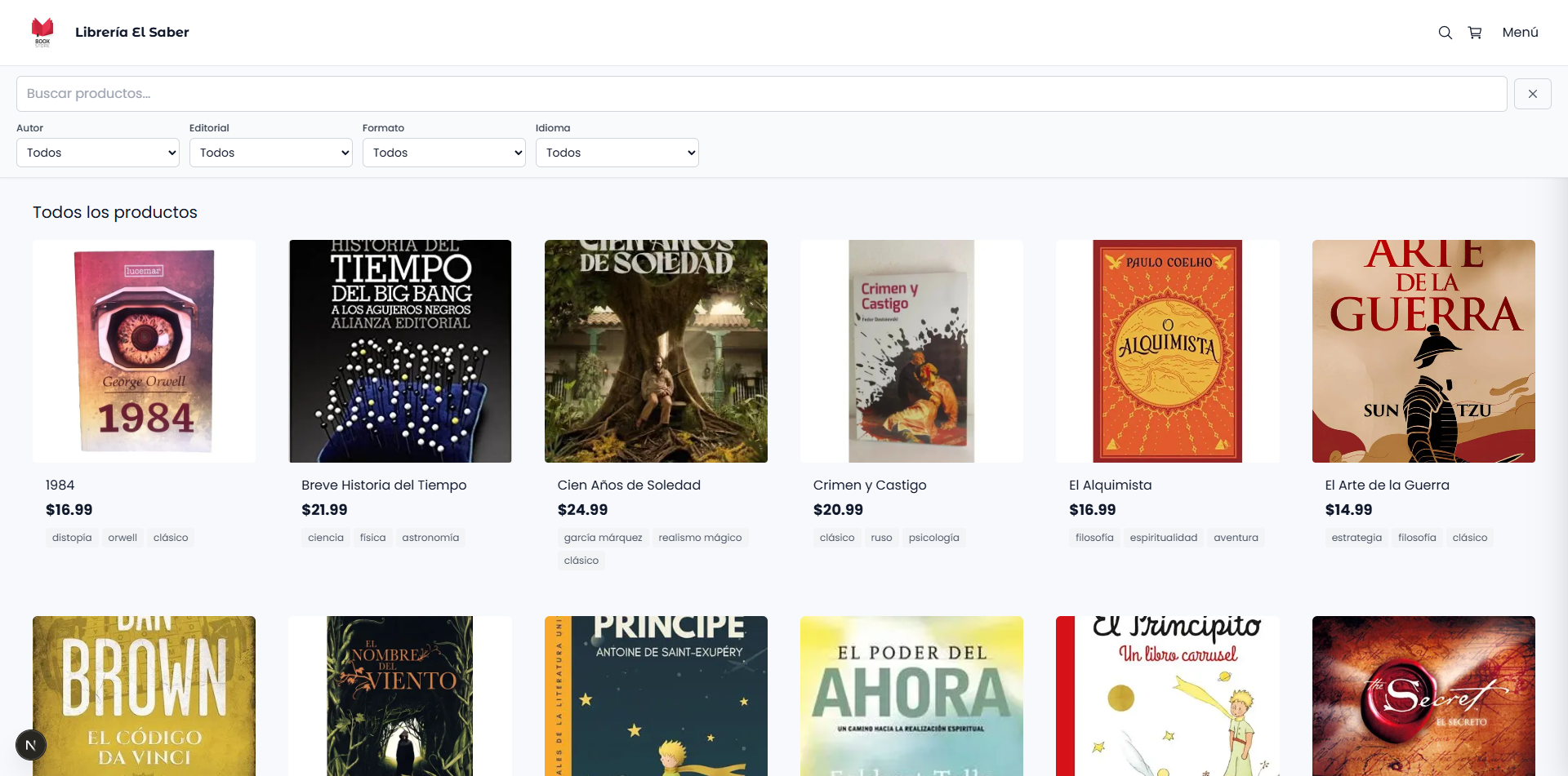 Ejemplo catálogo Libros